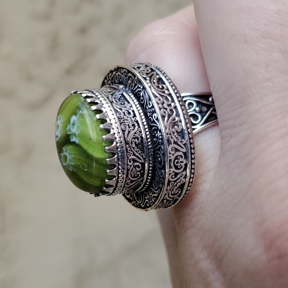 New Italian Murano Millefiori 925 Silver Statement Ring. - Picture 4 of 13